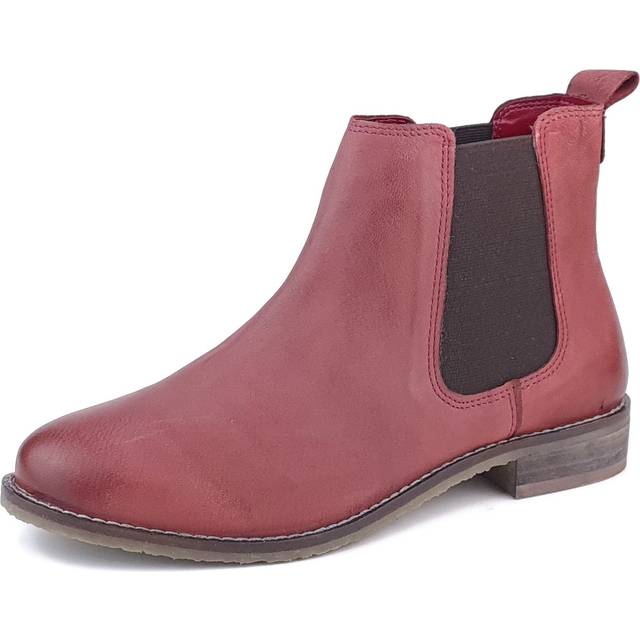 Frank James Aintree Soft Nubuck Leather Red Womens Chelsea Boots - Size UK 8
