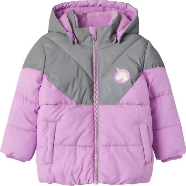 Name It Vadderad jacka - NmfMaren - Violet Tulle m. Unicorn - Name It - 1 år (80) - Dunjacka