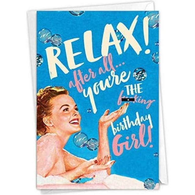 NobleWorks - 1 Funny Birthday Greeting Card - Sassy Bday Card for Women  Stationery Humor - Relax Birthday Girl C7018BDB