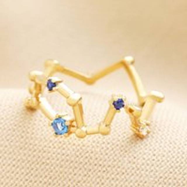 Adjustable Blue Crystal Constellation Ring in Gold - gold/blue - one size
