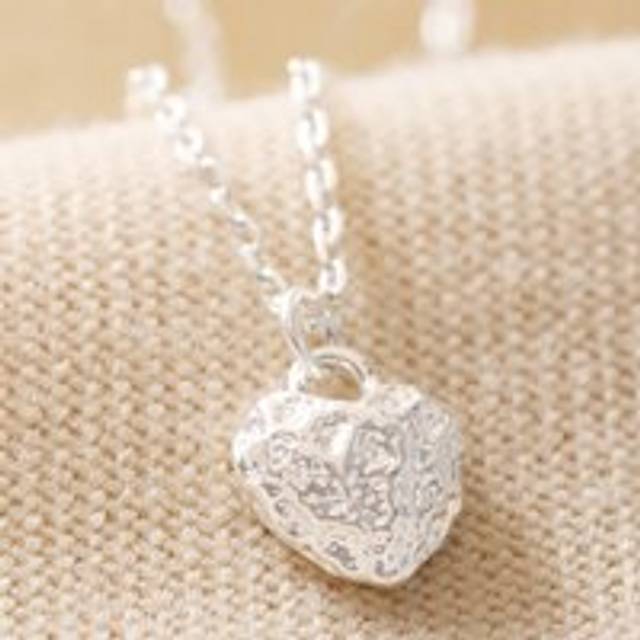 Tiny Molten Heart Pendant Necklace in Silver - silver - one size