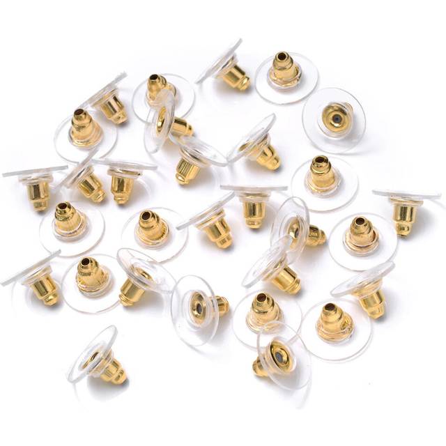 x100 Earrings gold metal plug stud stoppers findings post back backing bulk
