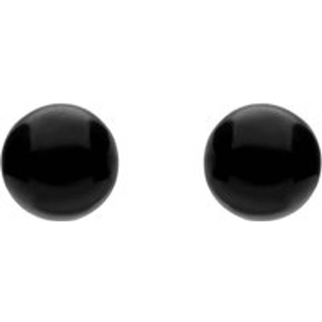 Yellow Gold Whitby Jet 5mm Ball Stud Earrings - 9ct