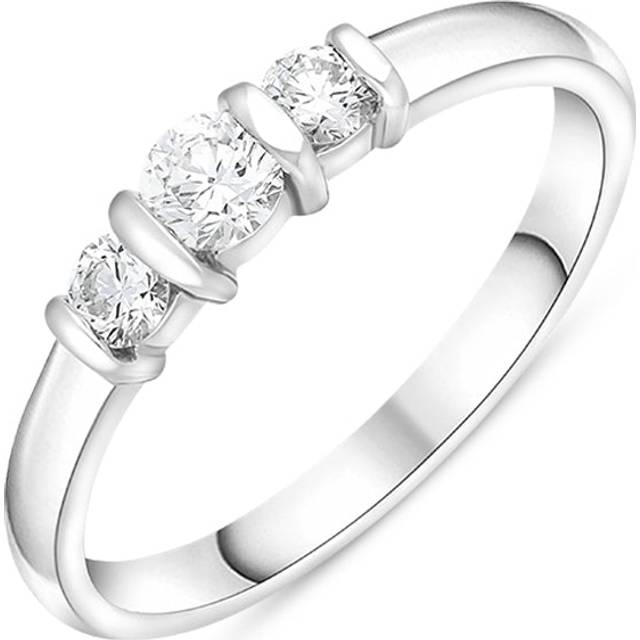 Platinum 0.35ct Diamond Trilogy Bar Set Ring - Silver