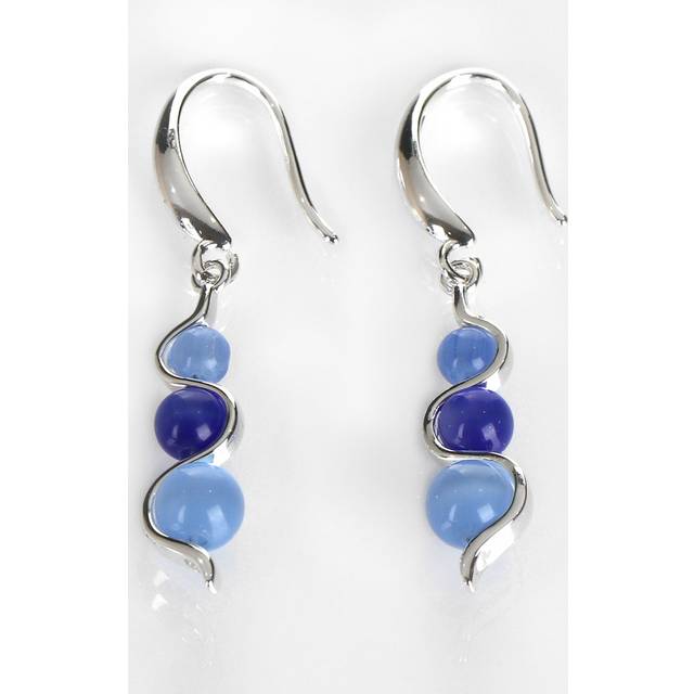 Equilibrium Silver Plated Blue Moonstone Ripple Earrings