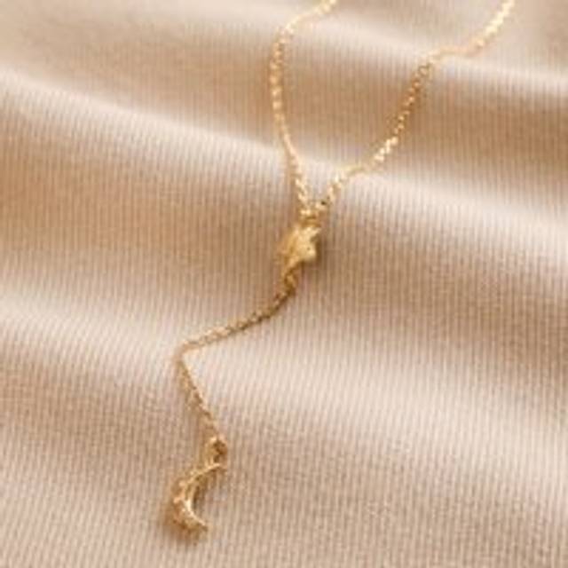 Crystal Moon and Star Lariat Necklace in Gold - gold - one size