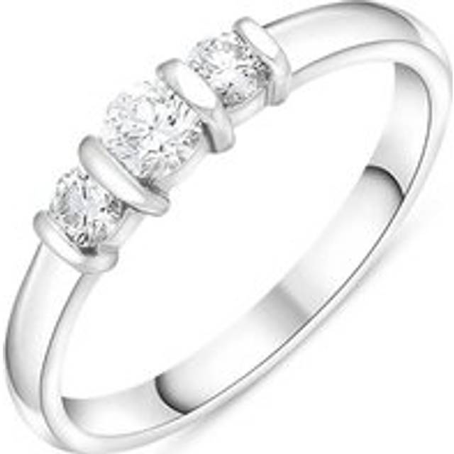 Platinum 0.35ct Diamond Trilogy Bar Set Ring - Silver