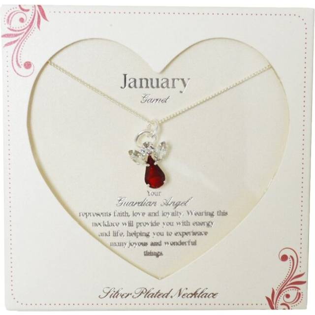 Guardian Angel January Birthstone Necklace With Gem Stone Sentimental Gift Idea