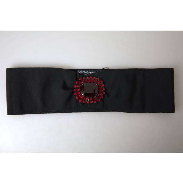 Dolce & Gabbana Black Crystal Brass Wide Waist Runway Belt - IT46|XL