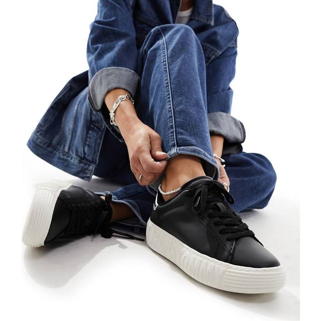 Tommy Hilfiger Dam Tjw ny Cupsole Leath Lc Sneaker, Svart/silver, 39 EU