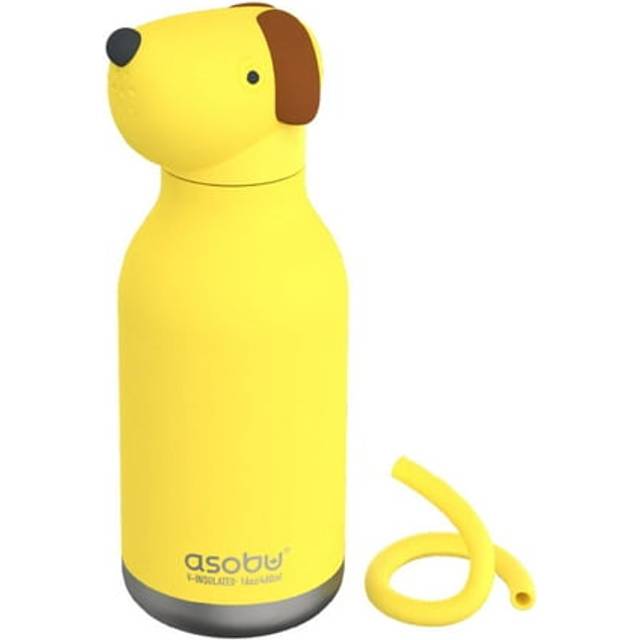 Asobu Stainless Steel Doggie Bestie Water Bottle With Reusable Flexi Straw 475Ml, Multi