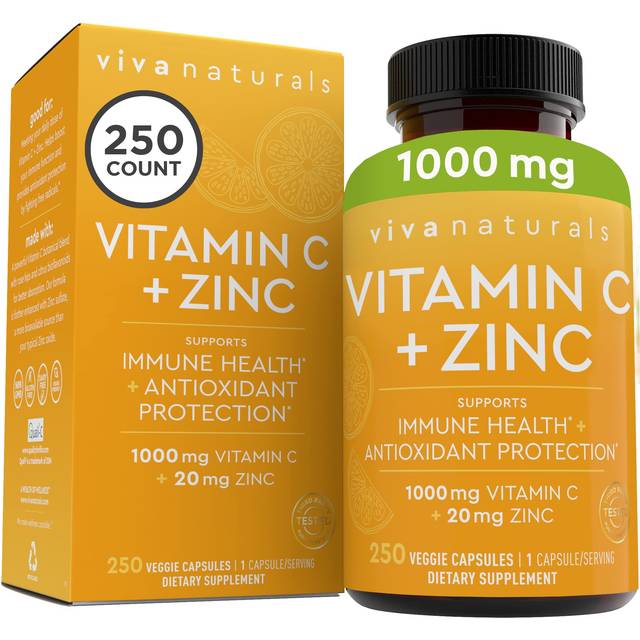 Viva Naturals  Vitamin C + Zinc  250 Veggie Capsules