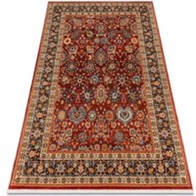 Carpet Wool keshan fringe, Ornament, frame oriental 7573/53577 claret / navy multicolour 120x145 cm
