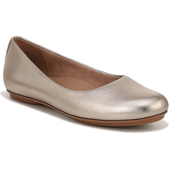 Naturalizer Maxwell Ballet Flat Shoes, Warm Silver Leather, 7.0M Slip-On, Round Toe