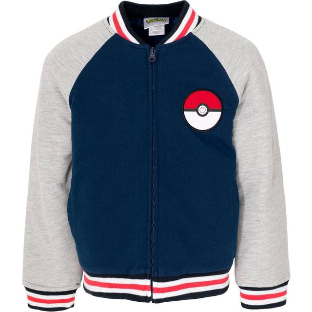 Pokemon Little Boys French Terry Zip Up Varsity Bomber Jacket Blue 5-6