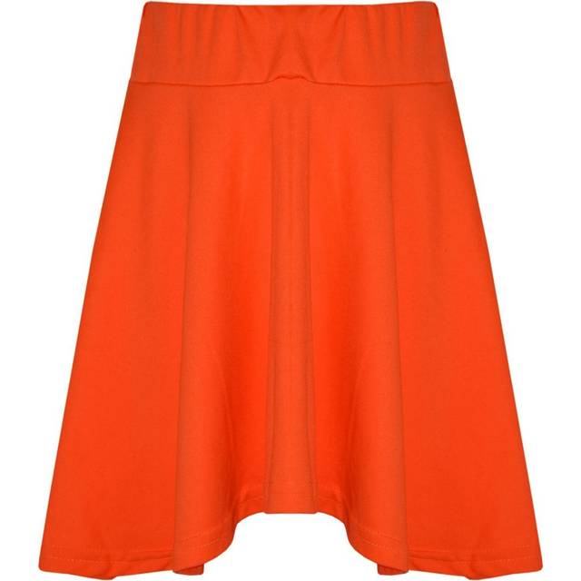 (9-10 Years, Neon Orange) New Girls Skater Skirt School Fashion Summer Skirt