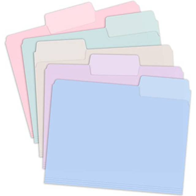 Mr. Pen- Pastel Poly File Folders  1/3 Cut Tab  6 Pack  Letter Size  Colored Letter Office Supplies File Folders