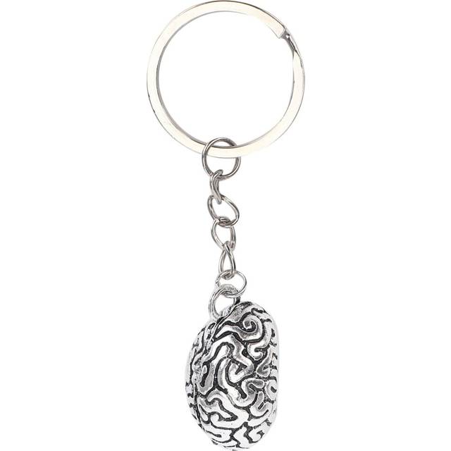 Brain Keychain Alloy Smart IQ Key Ring Fob Chain Medicine Human