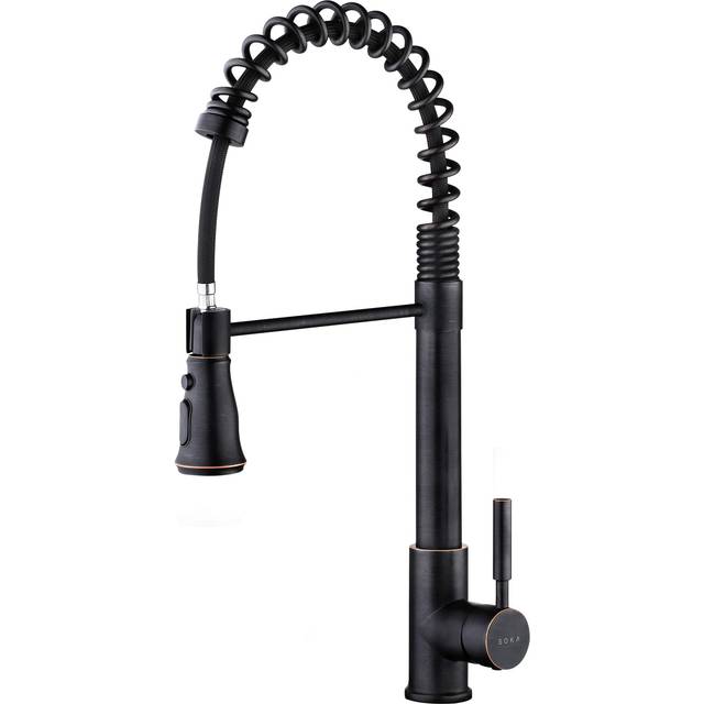 SOKA Kitchen Faucet Oil Rubbed Bronze Commercial Kitchen Sink Faucet with Pull Down Sprayer Kitchen Faucet Bronze with Deck Plate Single Handle Modern