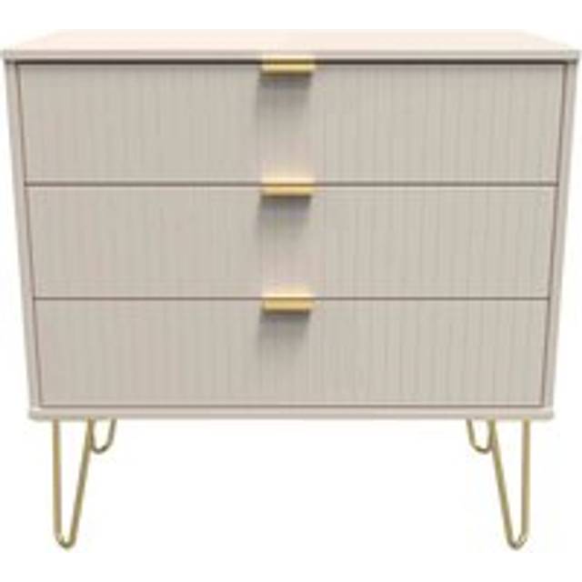 Welcome Furniture Ready Assembled Linear 3 Drawer Chest In Kashmir Matt, Cream