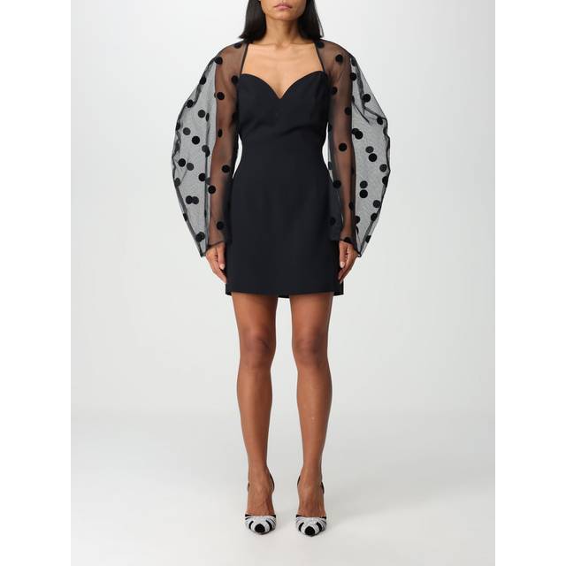 Nina Ricci - Flocked polka-dot tulle and cady mini dress - Black - FR 42