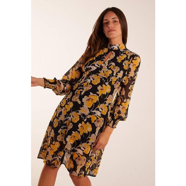 Womens Keyhole High Neck Dress - Multi - 8
