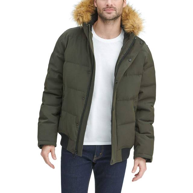 Tommy Hilfiger Men's Arctic Cloth Quilted Snorkel Bomber Jacket  Dark