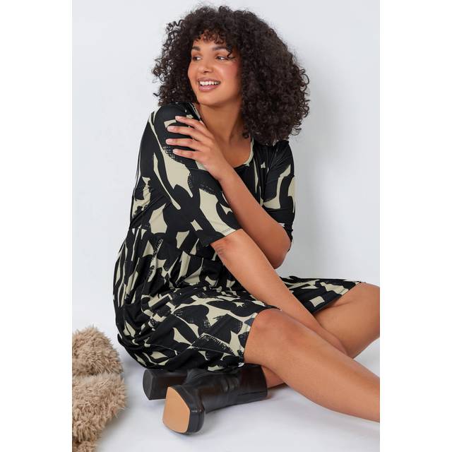 Roman curve abstract print stretch dress for women uk - ladies
