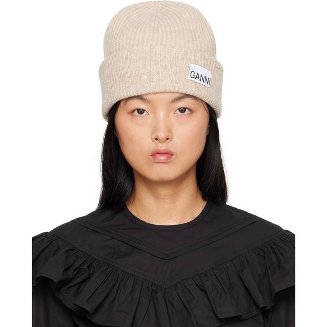 Ganni Light Structured Rib Knit Beanie Huer hos Magasin