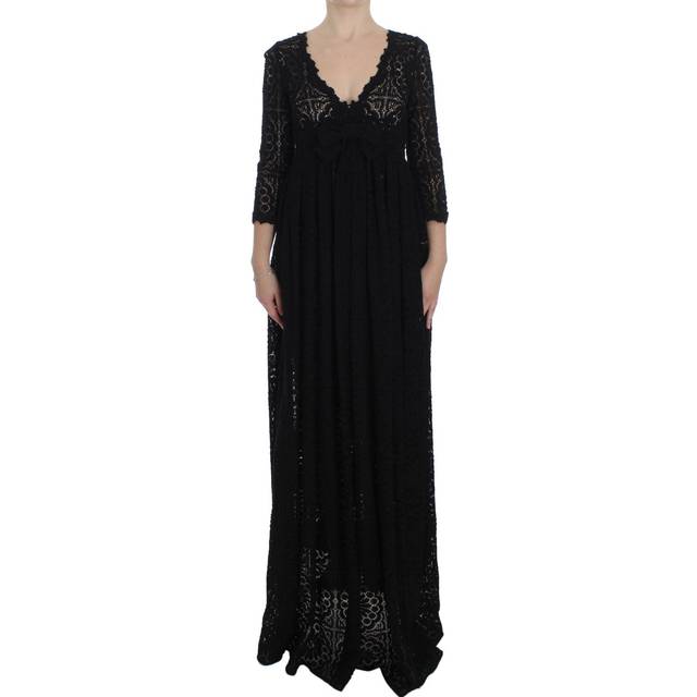 Dolce & Gabbana Black Ricamo Knitted Full Length Maxi Dress - IT40|S (IT40|S)