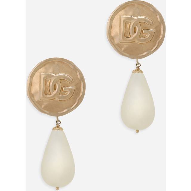 Dolce & Gabbana Earrings With Dg Logo And Teardrop Pendants - Woman Bijoux Gold Metal Onesize