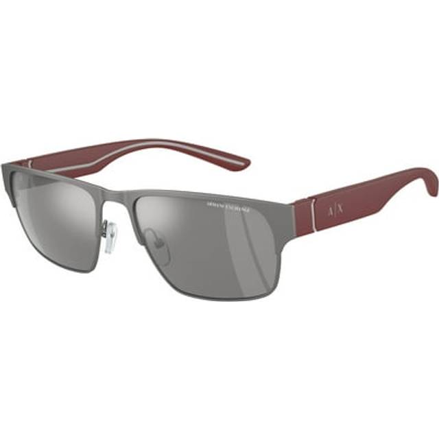 Armani Exchange Grey Mirror Silver Rectangular Mens Sunglasses AX2046S 6003Z3 57 - Silver Tone (OS)