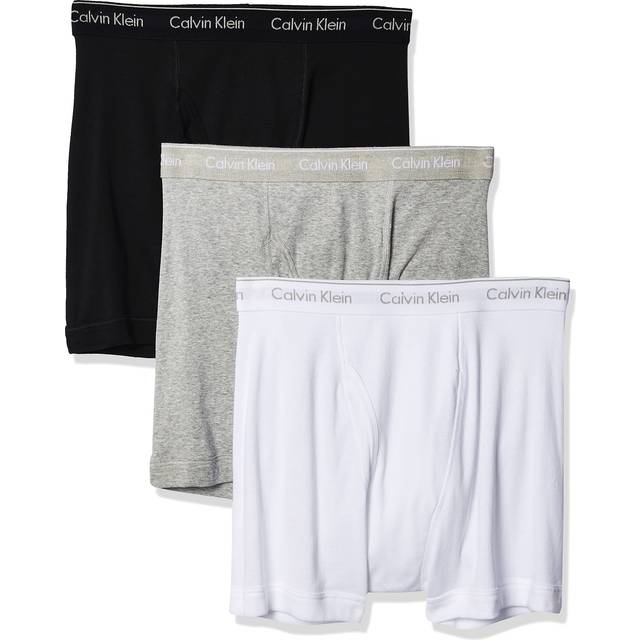 Calvin Klein Men's Stencil Logo Cotton Stretch Boxers Grey, Black & White (3 Pack) - Size: 32/32