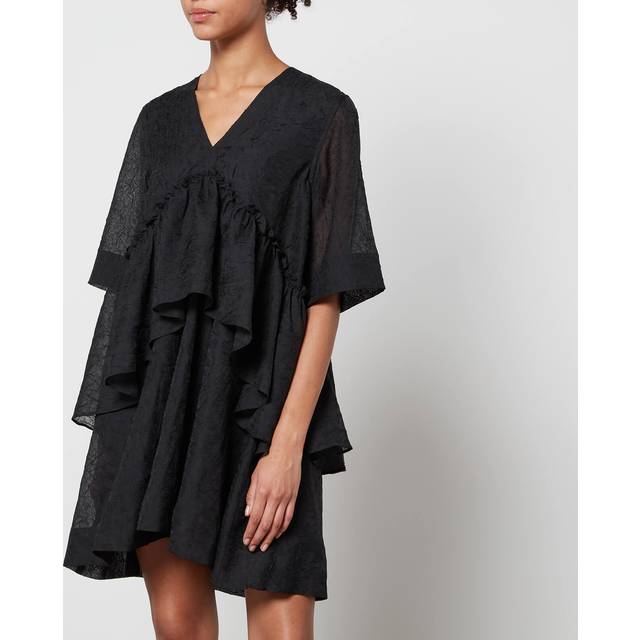 Ganni Crinkled Flounce Mini Dress
