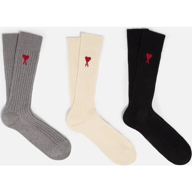 Ami Paris Set of 3 cotton-blend socks - multicoloured (UK 12)