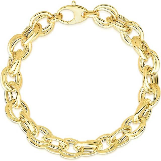 14K Italian Gold Oval & Round Link Bracelet