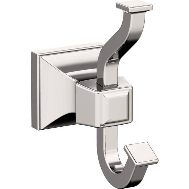 Amerock BH36020PN | Polished Nickel Single Robe Hook | 4-1/4 in. (108 mm) Length Towel Holder | Mulholland | Towel Hook for Bathroom | Bathroom Hardwa