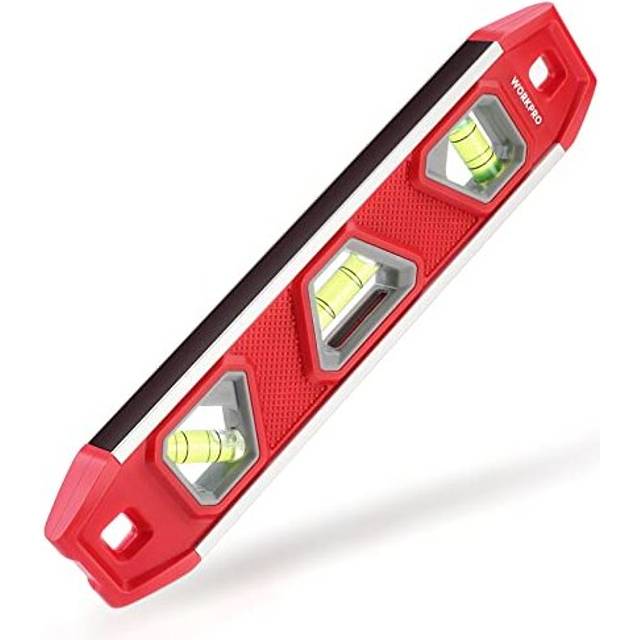 Magnetic Spirit Level 23 cm, Mini Spirit Level Torpedo Spirit Level with 3 Vials 45/90/180, Impact-Resistant Block Level, Aluminium Frame,