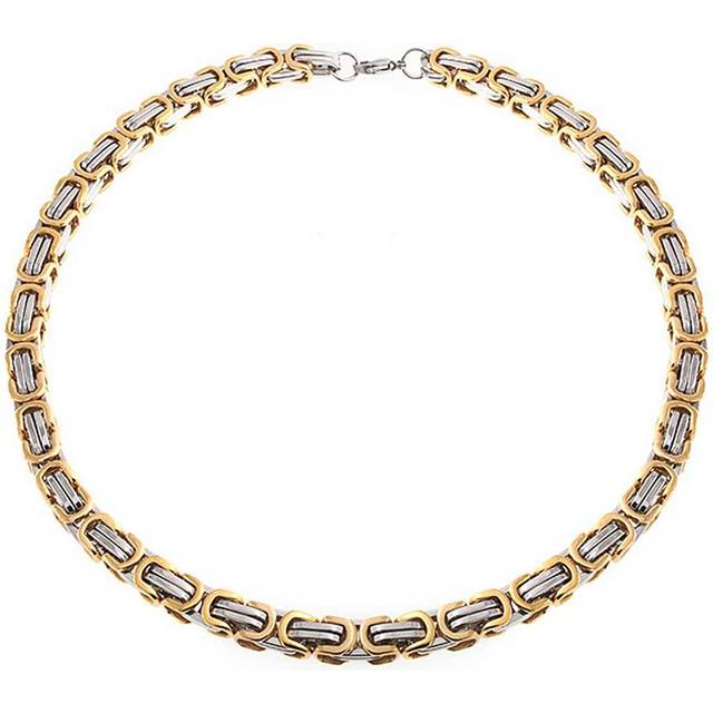 Mechanic Byzantine Biker Jewelry Urban Double Link Flexible Heavy Chain Necklace Mens Teens Gold Silver Two Tone Stainless Steel 24inch