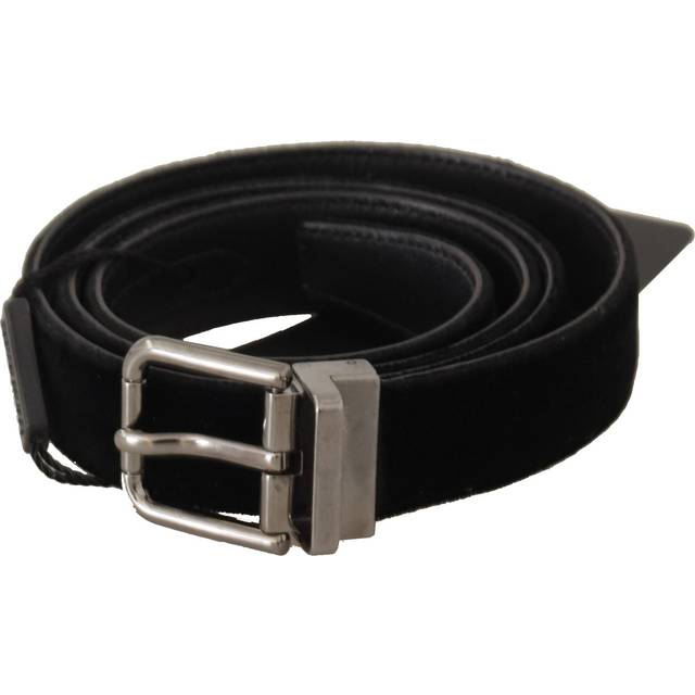 Dolce & Gabbana Black Cotton Silver Tone Metal Buckle Belt - 85 cm / 34 Inches