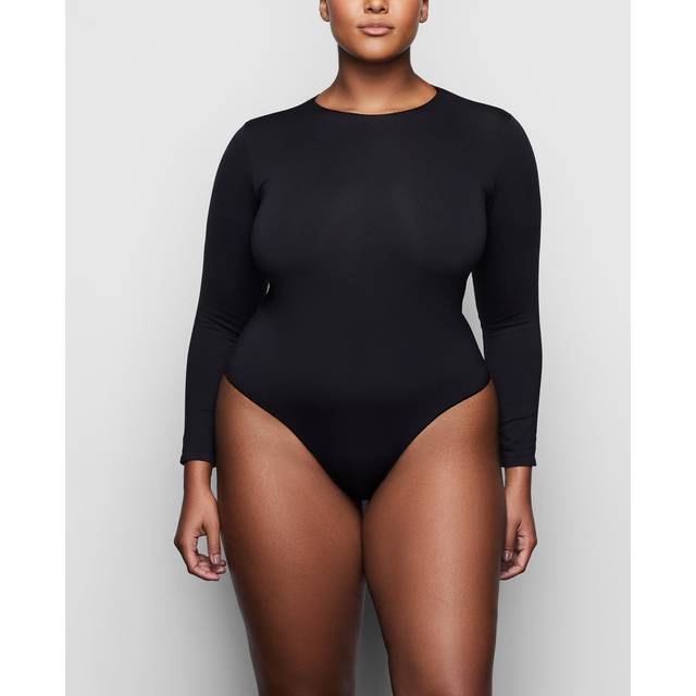 Essential Smoothing Long-Sleeve Thong Bodysuit - ONYX - Small / Medium