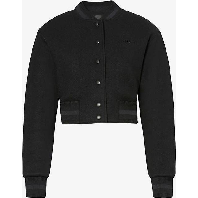 Blouson varsity cropped en laine avec strass - noir - XS