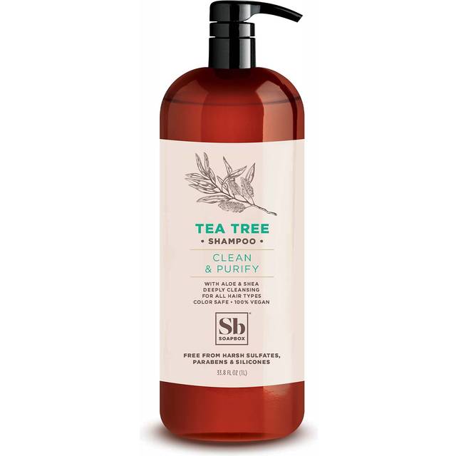 Soapbox Tea Tree Shampoo  Sulfate Free  Paraben Free  Silicone Free  Color Safe  and Vegan Hair Shampoo 338 Ounces