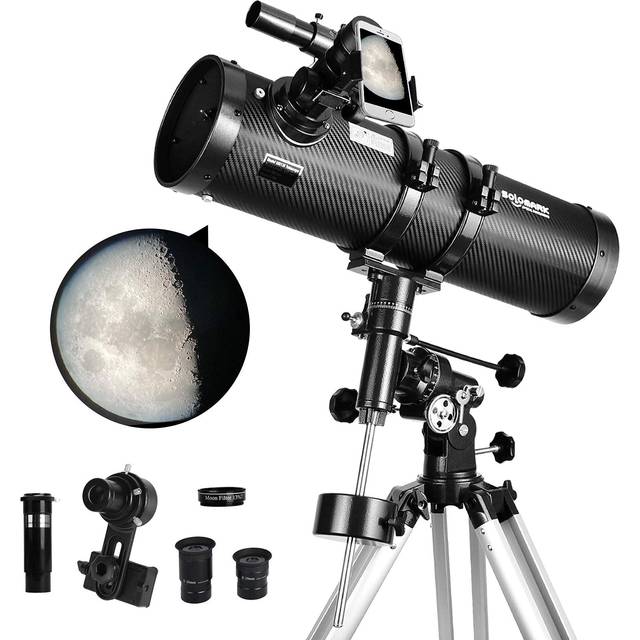 Telescope 130EQ Newtonian Reflector Telescopes for Adults, Professional Telescopes for Adults Astronomy, Comes with 1.5X Barlow Lens Smartphone