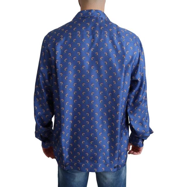 Dolce & Gabbana, Skjorta, Herr, M, Strand Print Sidens Casual Skjorta - blue (M)