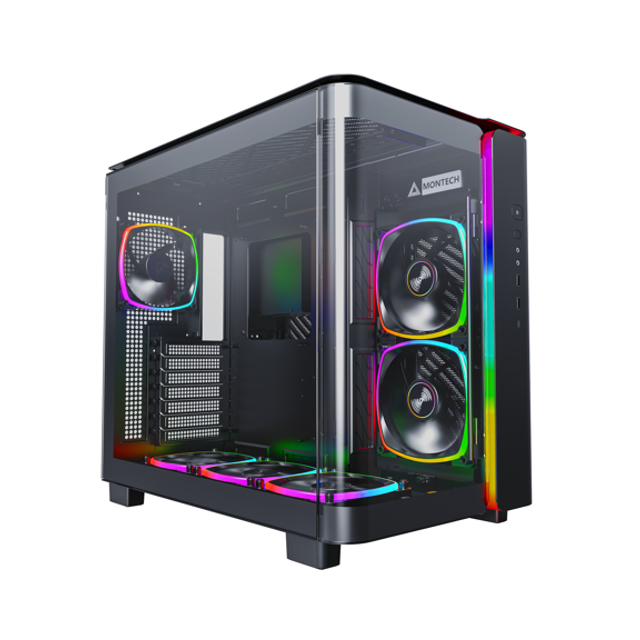 Montech KING 95 PRO Black Mid Tower Dual Chamber Case with 6 ARGB Fans