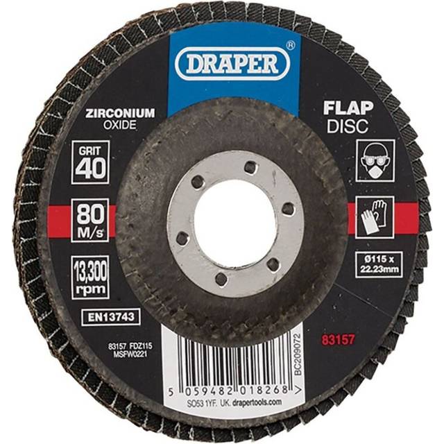 Draper 83157 Zirconium Oxide Flap Disc, 115 x 22.23mm, 40 Grit
