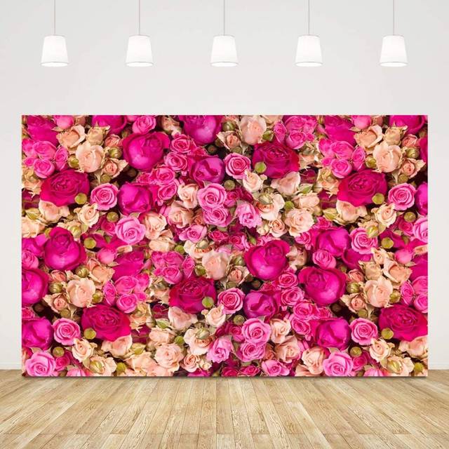 8x6ft Pink Red Rose Flowers Photography Backdrop Valentine's Day Photo Background Baby Shower Wedding Birthday Decoration Bridal Shower