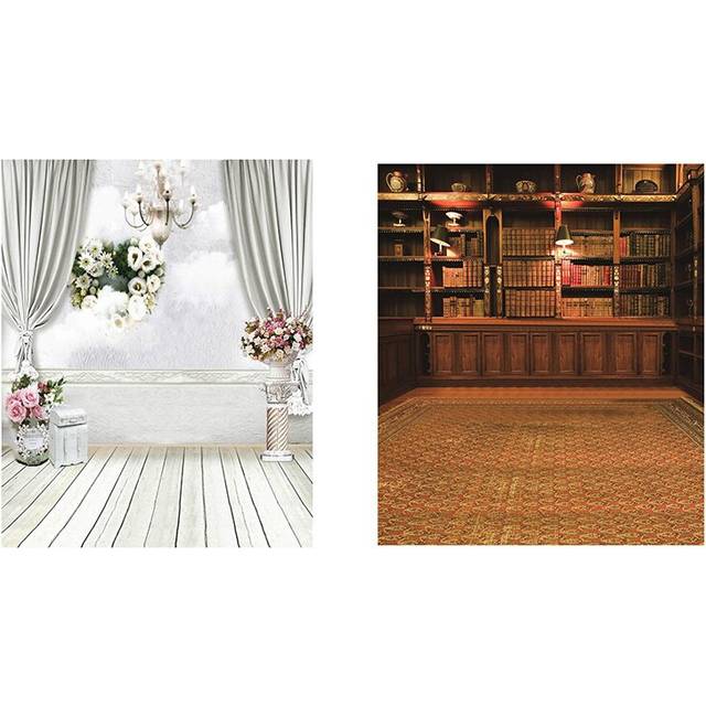 2 Pcs Backdrop Prop Curtain Backdrop Studio Flower Photo Photography Floor Background, 5X7FT & 3X5FT