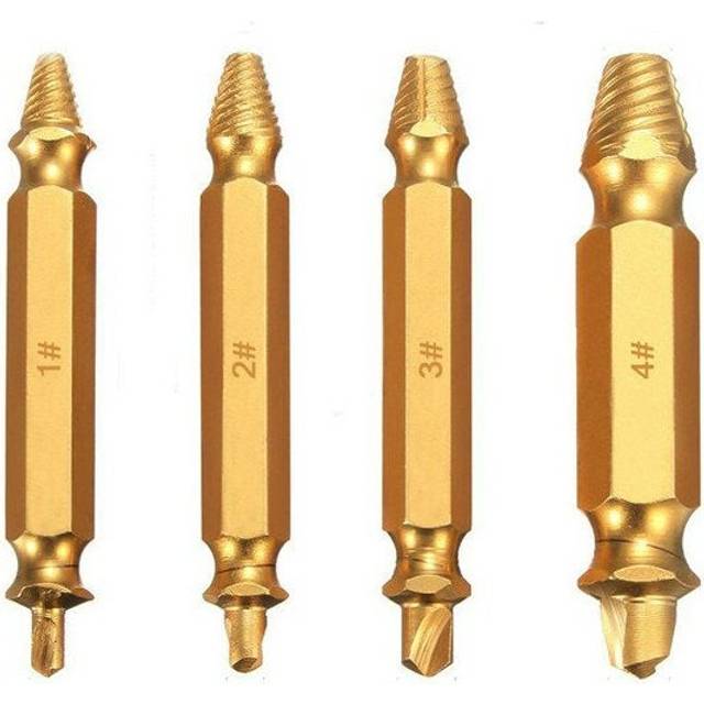 4Pcs Double Side Damaged Screw Bolt Extractor Drill Bits Gold Oxide Edition Stripped Screw Removers